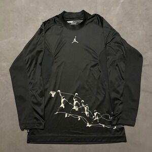 Vintage Jordan Training Shirt Long Sleeve Black RARE‎ Graphic Mens Small